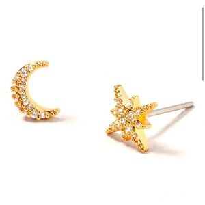 Gold Moon and Star Earrings